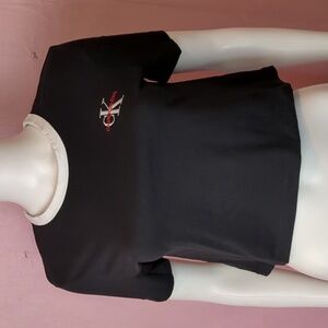 Calvin Klein Black Short Sleeve Cropped Tee with White Trim and Embroidery